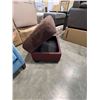 Image 2 : BRAND NEW 2 TONE BROWN MICROFIBER STORAGE OTTOMAN - RETAIL $249