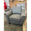 Image 1 : BRAND NEW 2 TONE HEATHER GREY DESIGNER ARM CHAIR - RETAIL $699