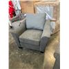 Image 2 : BRAND NEW 2 TONE HEATHER GREY DESIGNER ARM CHAIR - RETAIL $699