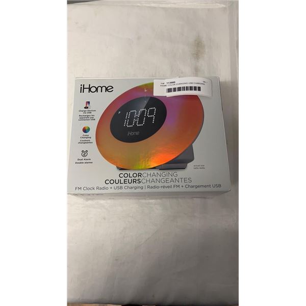 IHOME COLOR CHANGING USB CHARGING ALARM CLOCK