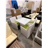 Image 8 : AS NEW FLOOR MODEL WHITE 5 PIECE OUTDOOR DINING TABLE W/ TEMPERED GLASS TOP, FULLY ASSEMABLED ALUMIN