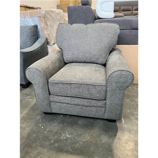 BRAND NEW HEATHER GREY ROLLED ARM CHAIR - RETAIL $749
