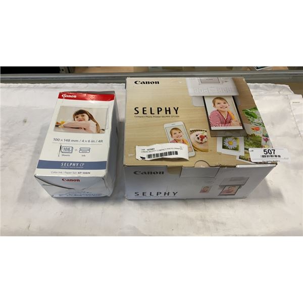 CANON SELPHY COMPACT PHOTO PRINTER AND CANON COLOUR INK PAPER SET - TESTED WORKING, PRINTER RETAIL $