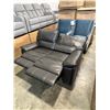 Image 10 : BRAND NEW WHITNEY GREY LEATHER RECLINE LOVE SEAT - RETAIL $1699, HIGH QUALITY STITCHING, GEL MEMOR F