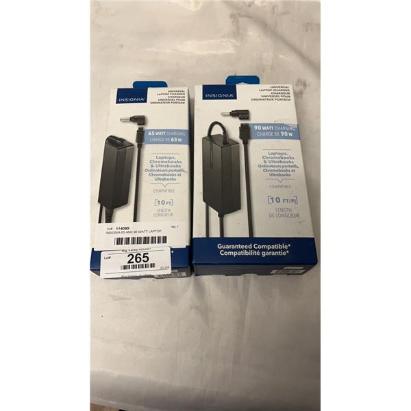 INSIGNIA 65 AND 90 WATT LAPTOP CHARGERS