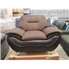 Image 1 : BRAND NEW 2 TONE BROWN MODERN ARM CHAIR - RETAIL $599