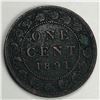 Image 1 : Canadian Large Cent 1891 Large Date Large Leave G++