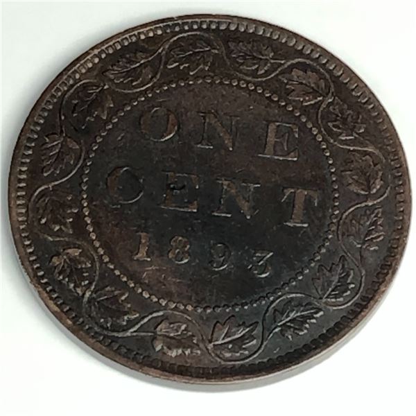 Canadian Large Cent 1893 AU+