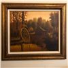 Image 2 : Vintage Painting of Wagon Wheel By a Cabin