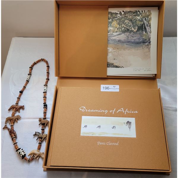 Dreaming Of Africa Book & Wood Carved necklace