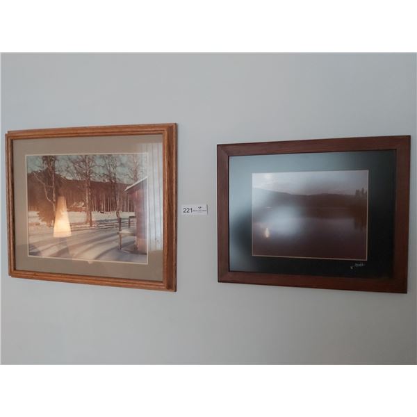 2 Framed Photographs 1 Farm & 1 Lake