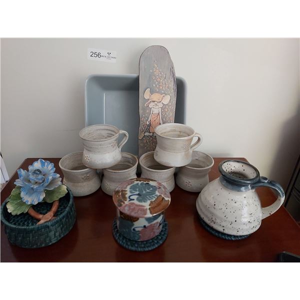 Pottery Collection, 6 cups, Woven Coasters & More