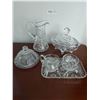 Image 1 : Crystal and Glass Items, Candy dish, Cream & Sugar Dishes with Tray, Butter Dish and Pitcher