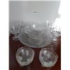 Image 1 : Grape Motif Glass Serving Bowl & Individual Bowls, Cake Stand & 4 Dessert Glasses