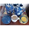 Image 2 : Large Assortment of Blue Toned Tea Party Wares.  Tray, Teapot, Mugs, Plates and More