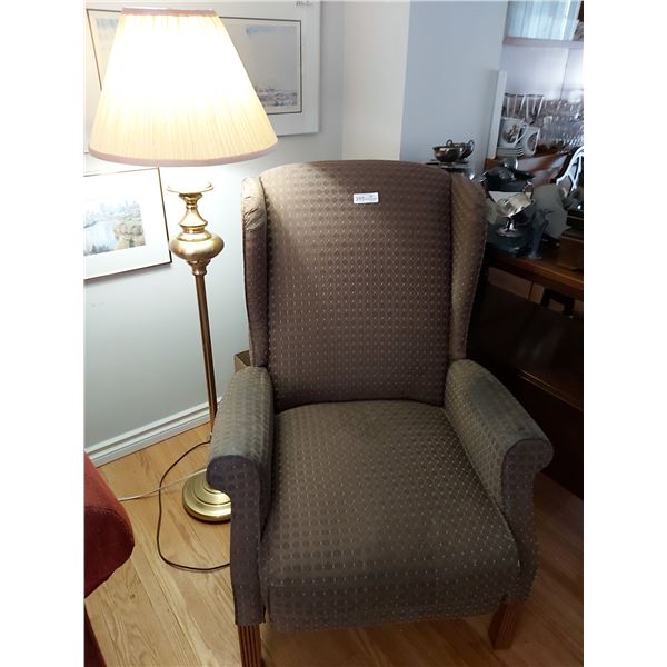 Brass Style Floor Lamp & Upholstered Armchair (Pictures not Included)