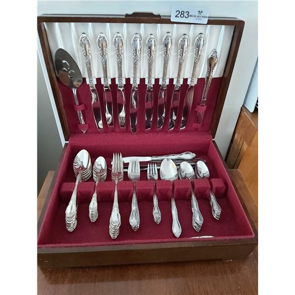Rogers Oneida Silverware (2 Styles) with Wooden Case
