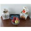 Image 1 : 2 Teapots, Lead Freemex Serving Dish, Tea Jar, Jug & Metal Fruit Basket with Artificial Fruit