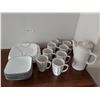 Image 1 : Corelle Dinner Set including Coffee Pot, 8 Bowls, 6 Side Plates, 8 Dinner Plates, & 8 Mugs