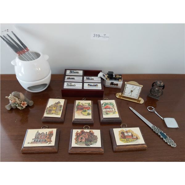 Mini Fondue Pot, Mini Wooden Pictures, Model Cars in Boxes with Frame for Hanging & More