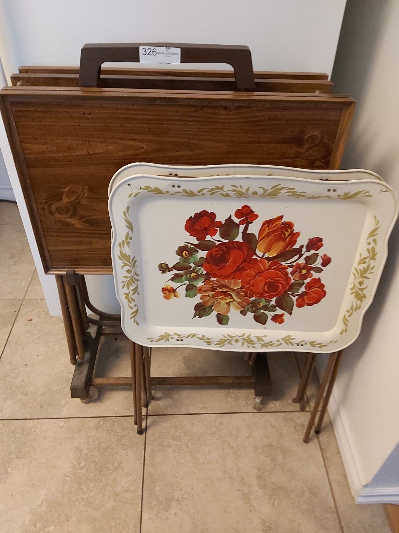 6 Vintage TV Tables and Rack Beck Auctions Inc.