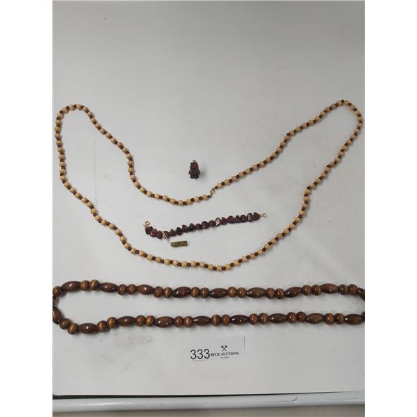 Costume Jewellery - 2 necklaces, 1 Red Tigers Eye Bracelet and 1 Totem Pin