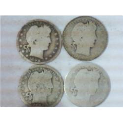 4 Assorted Barber Quarters