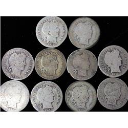 10 Assorted Barber Dimes