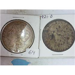1921 And 1921-D Morgan Silver Dollars