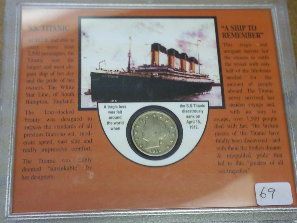 SS Titanic Display Case With 1912 Liberty Nickel