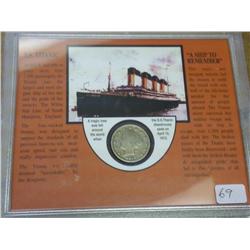 SS Titanic Display Case With 1912 Liberty  Nickel