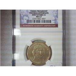 2007-D SMS Jefferson Dollar NGC MS67