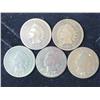 Image 1 : 5 Assorted 1890's Indian Head Cents