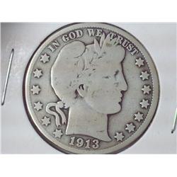1913-D Barber Half Dollar (VG)