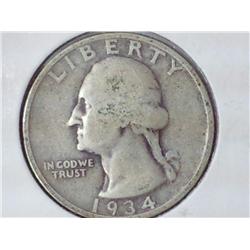 1934-D Washington Silver Quarter