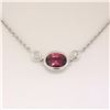 Image 2 : New 18k White Gold 1.13 ctw GIA Pink Sapphire and Diamond Pendant Necklace