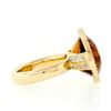 Image 5 : Estate 18K Gold Large Wide Citrine Diamond Halo Almond Eye Shaped Cocktail Ring