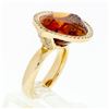 Image 9 : Estate 18K Gold Large Wide Citrine Diamond Halo Almond Eye Shaped Cocktail Ring