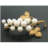 Image 1 : Detailed 14K Yellow Gold Graduated Pearl Grape Cluster Etched Brooch or Pendant