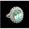 Image 1 : GIA Cert 9.25 ctw Emerald and Diamond Ring - 14KT White Gold