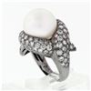 Image 9 : Jean Vitau 18k Black Gold 13.4mm Round Pearl & Diamond Bypass Statement Ring