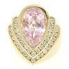 Image 1 : 14k Yellow Gold Bezel Pear Morganite & Diamond Channels 8.05 ctw Large Ring
