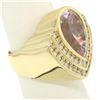 Image 7 : 14k Yellow Gold Bezel Pear Morganite & Diamond Channels 8.05 ctw Large Ring