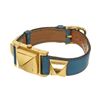 Image 8 : Hermes Blue gold-Plated and Leather Medor Quartz 20mm Watch