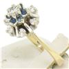 Image 5 : 14k Yellow & White Gold 0.65 ctw Diamond Sapphire 3 Tiered Starburst Cluster Rin