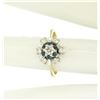 Image 7 : 14k Yellow & White Gold 0.65 ctw Diamond Sapphire 3 Tiered Starburst Cluster Rin