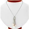 Image 5 : 14k White Gold 0.55 ctw Diamond & Tri-Color Pearl Tulip Flower Pendant Necklace