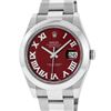 Image 1 : Rolex Mens SS 41MM Red Roman Diamond Datejust 2 Oyster Band Wristwatch