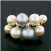 Image 2 : 18k White Gold White Beige Light Gray Pearl Wide Band Cluster Cocktail Ring Sz 7