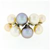 Image 4 : 18k White Gold White Beige Light Gray Pearl Wide Band Cluster Cocktail Ring Sz 7